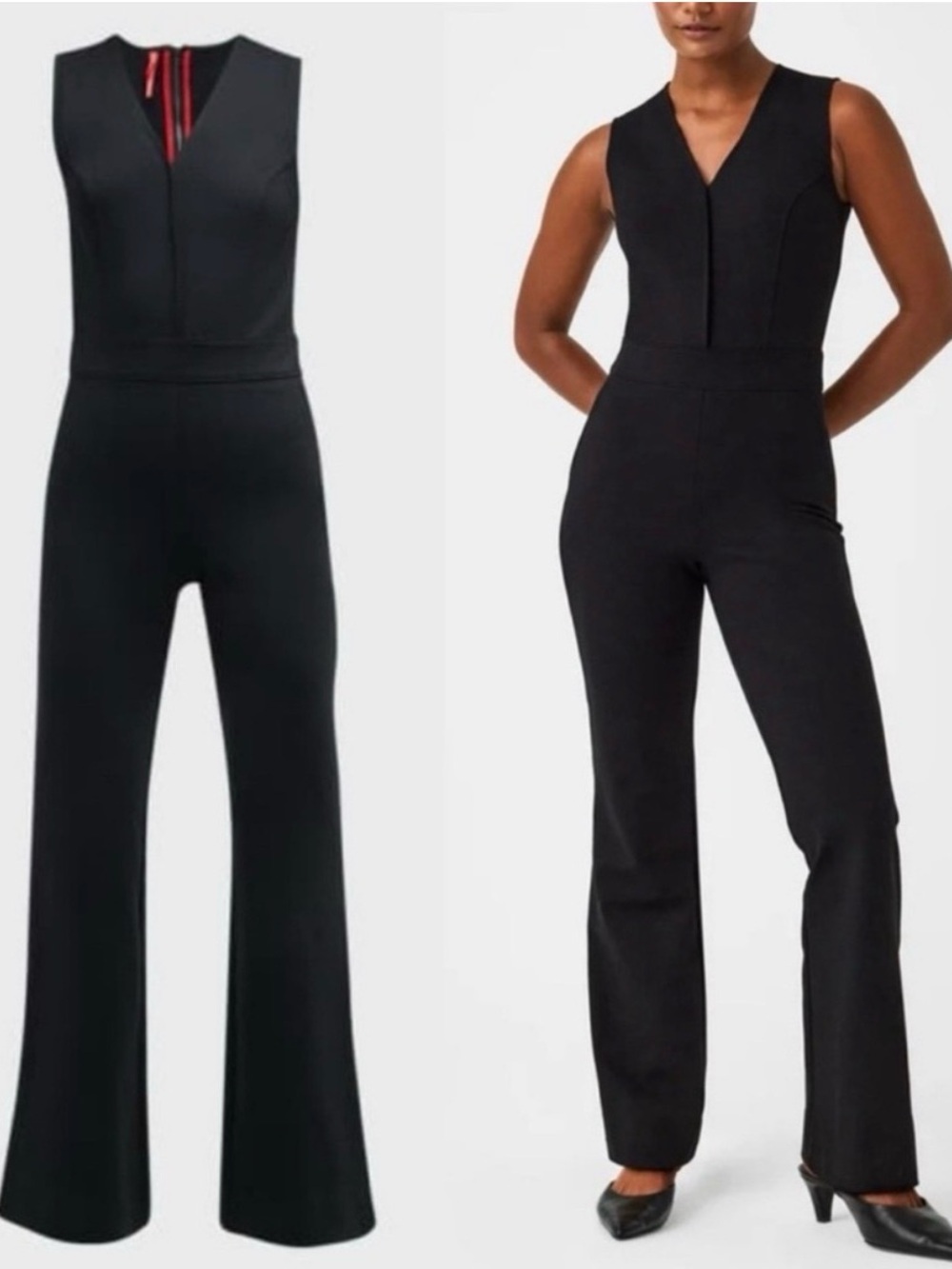 SPANX Perfect Sleevless Jumpsuit Black V-Neck Tailored Jumpsuit